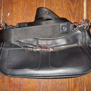 pebbled faux leather crossbody bag by Madden NYC, featuring silver-tone hardware